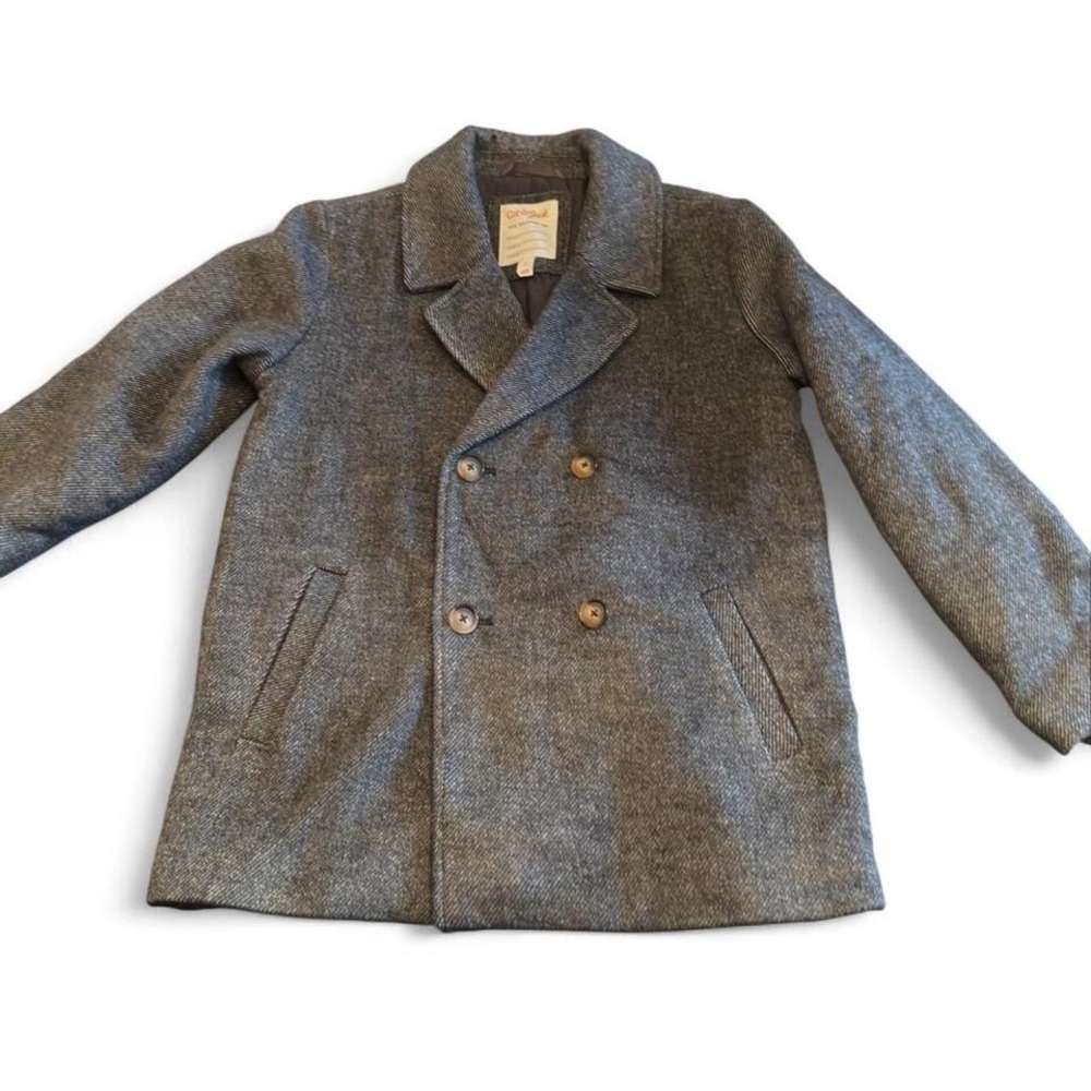 Cat & Jack Boys Charcoal Gray Pea Coat Double Breasted Jacket Size‎ L 12/14 NEW